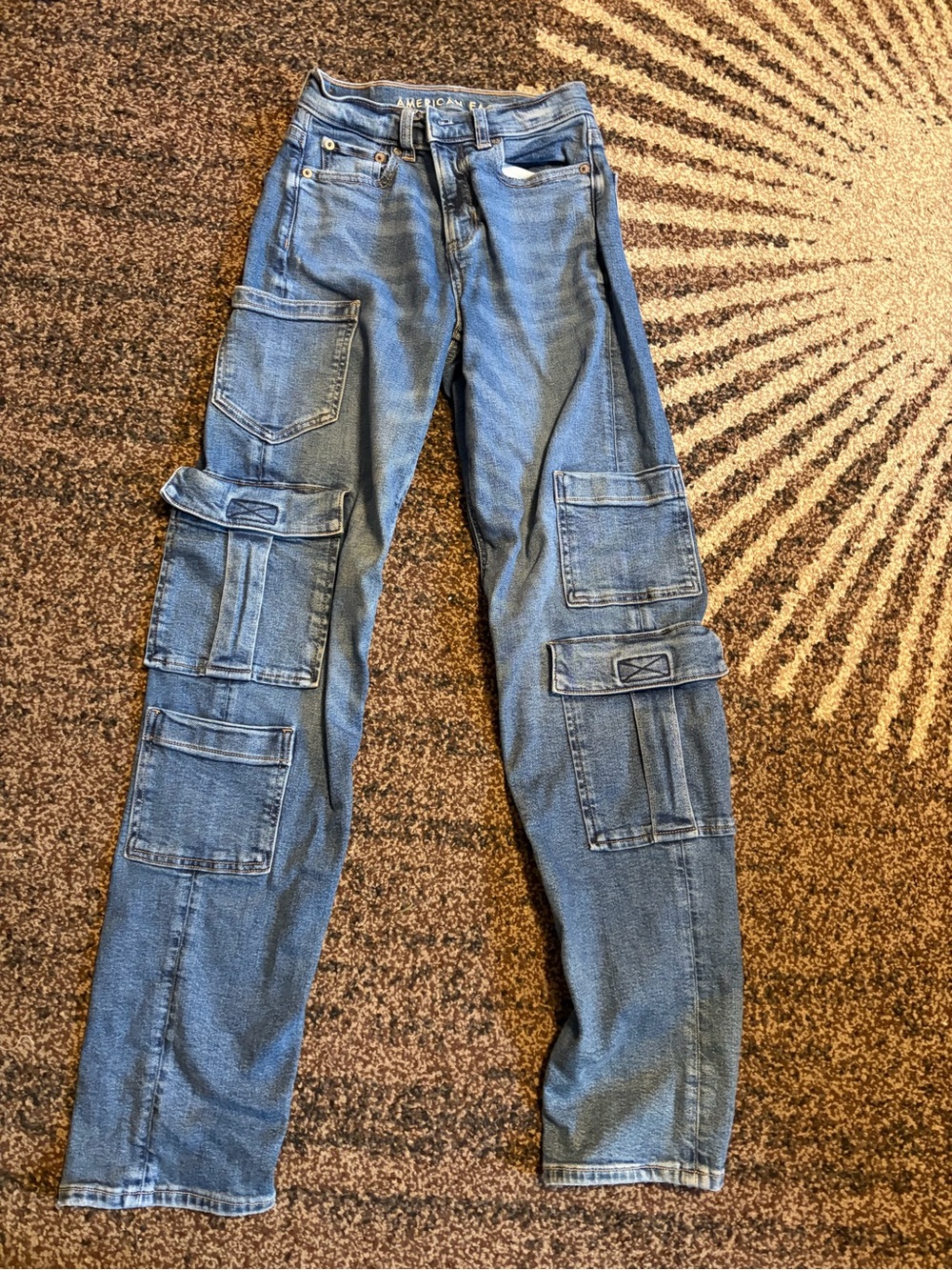 American Eagle Outfitters Blue Cargo Jeans - Utility Pocket Pants